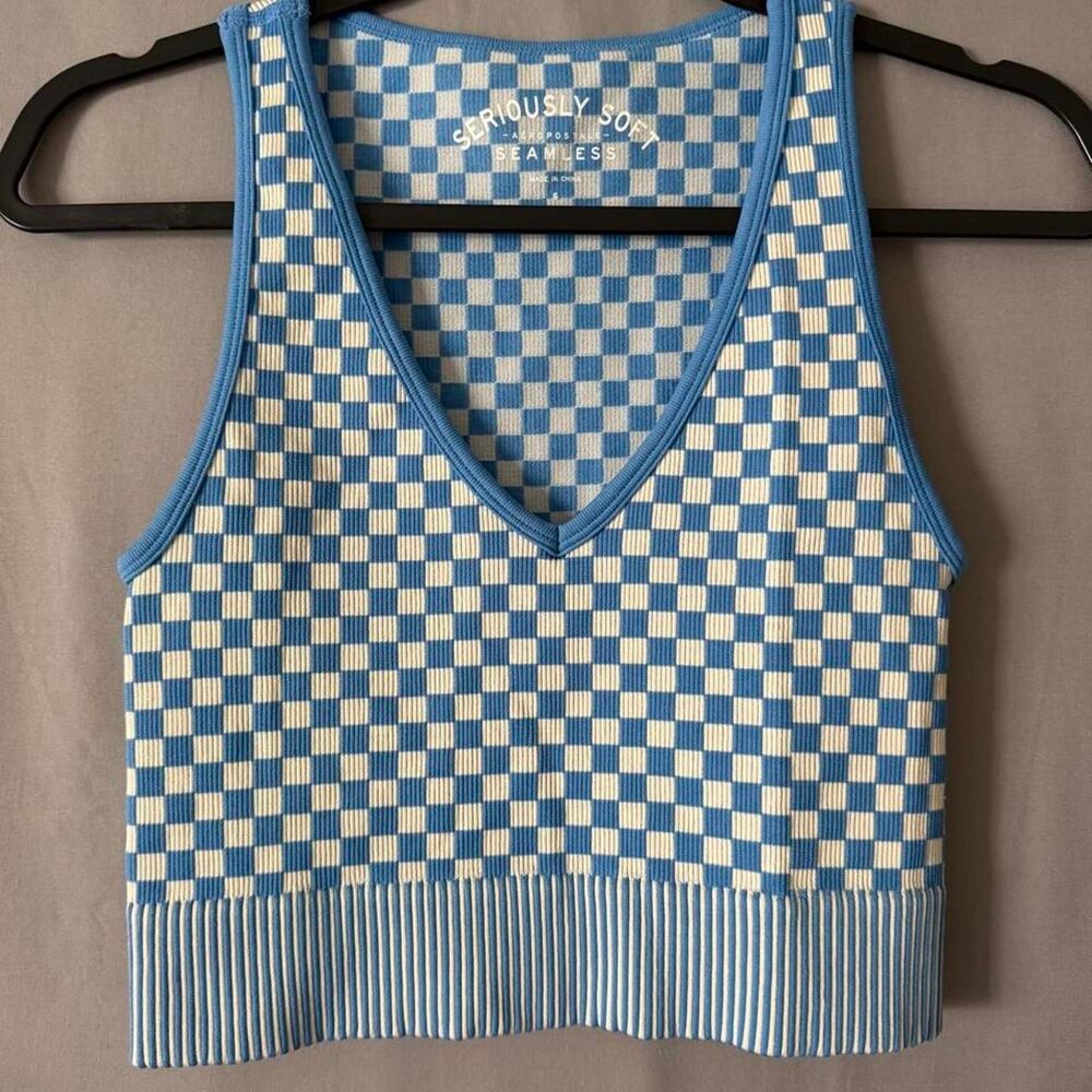 Aeropostale blue and white checkered Crop-top
